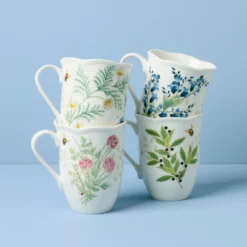 Butterfly Meadow Herbs Mugs, Set of 4