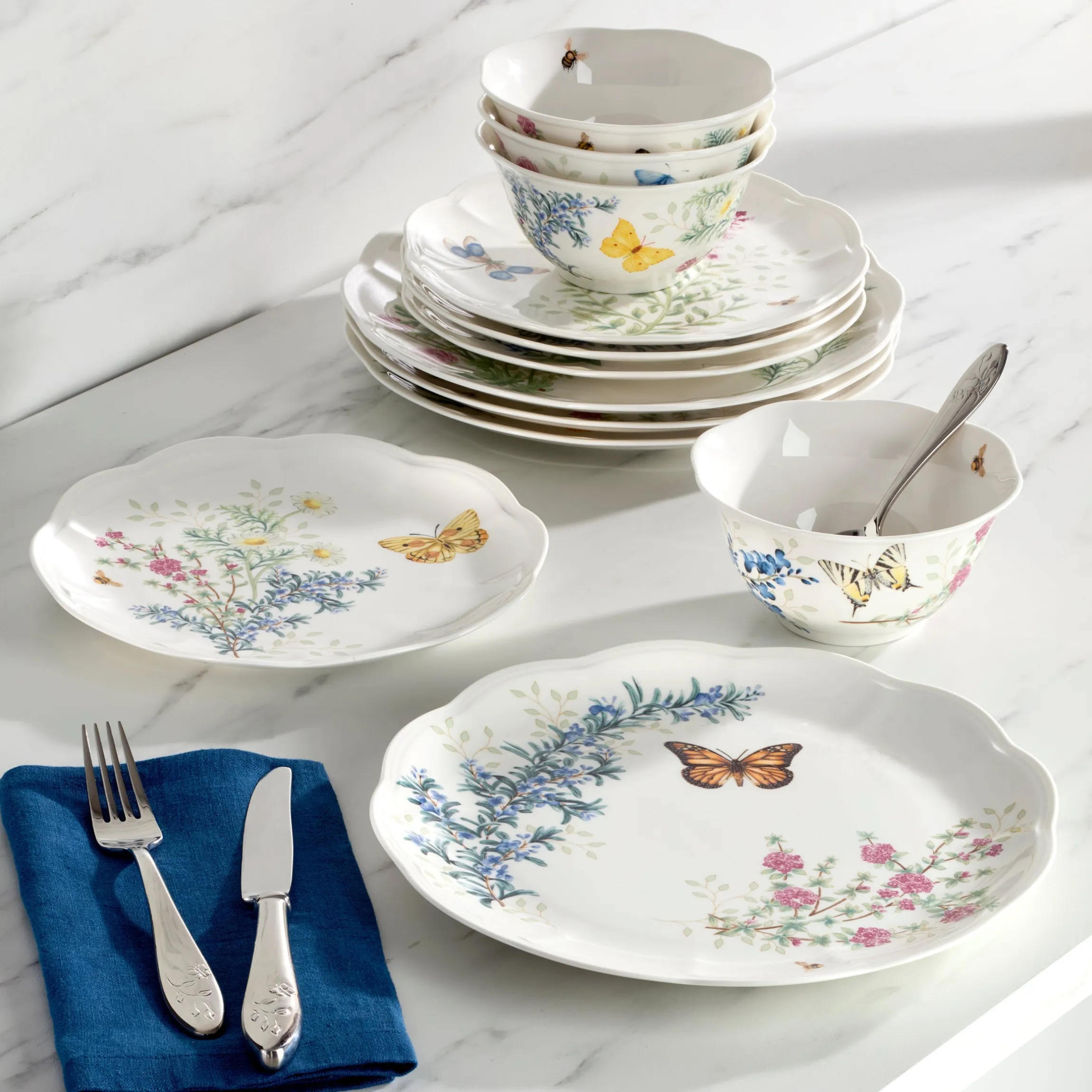 Butterfly Meadow Herbs 12-Piece Dinnerware Set