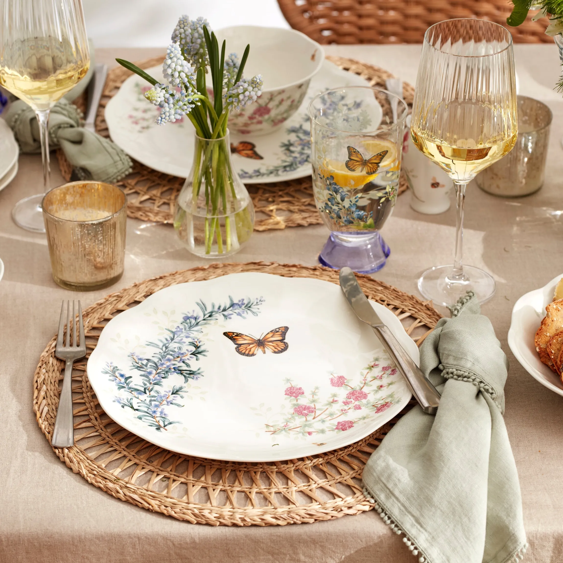 Butterfly Meadow Herbs 12-Piece Dinnerware Set