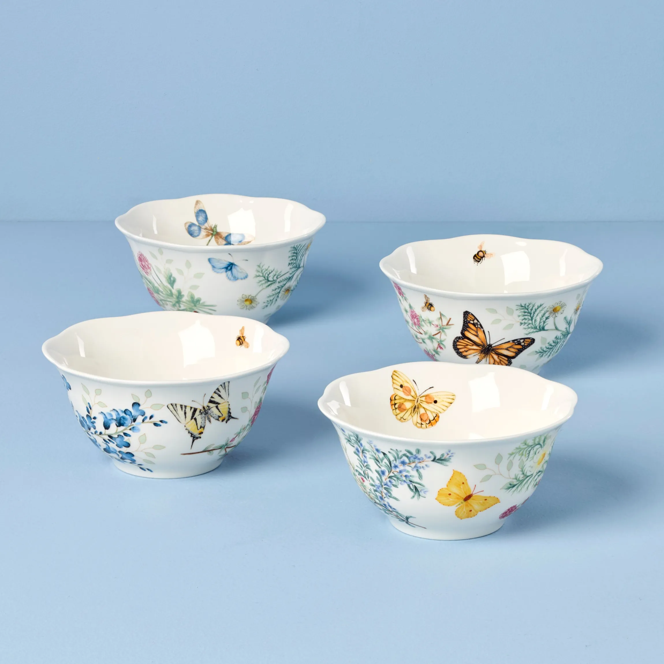 Butterfly Meadow Herbs Rice Bowls, Set of 4