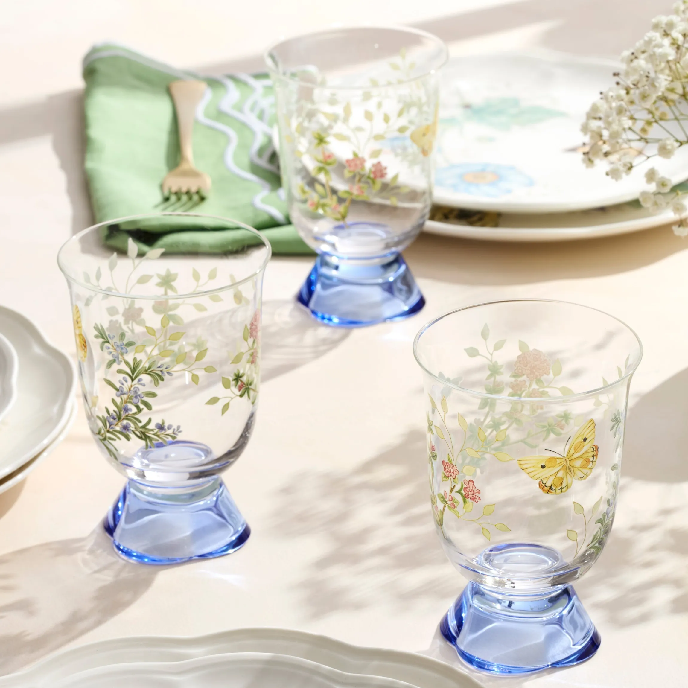 Butterfly Meadow Herbs Short Tumblers, Set of 4