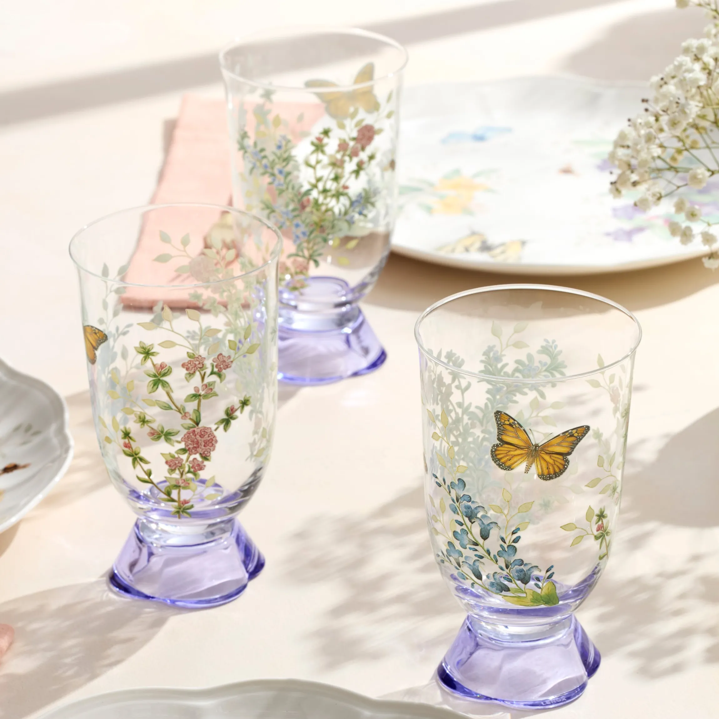 Butterfly Meadow Herbs Tall Tumblers, Set of 4