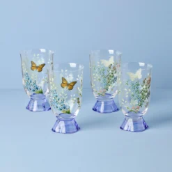 Butterfly Meadow Herbs Tall Tumblers, Set of 4