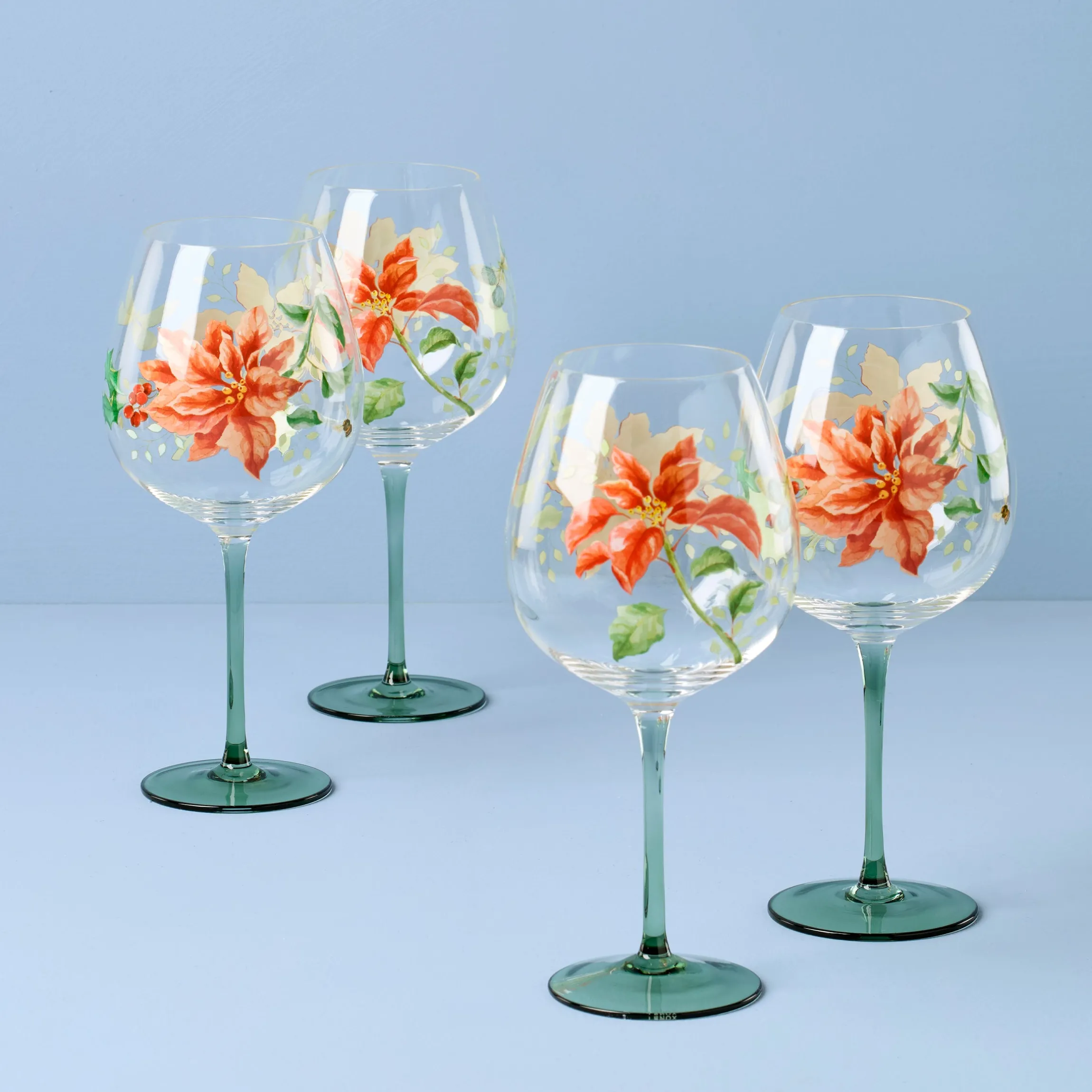 Butterfly Meadow Holiday Balloon Glasses, Set of 4