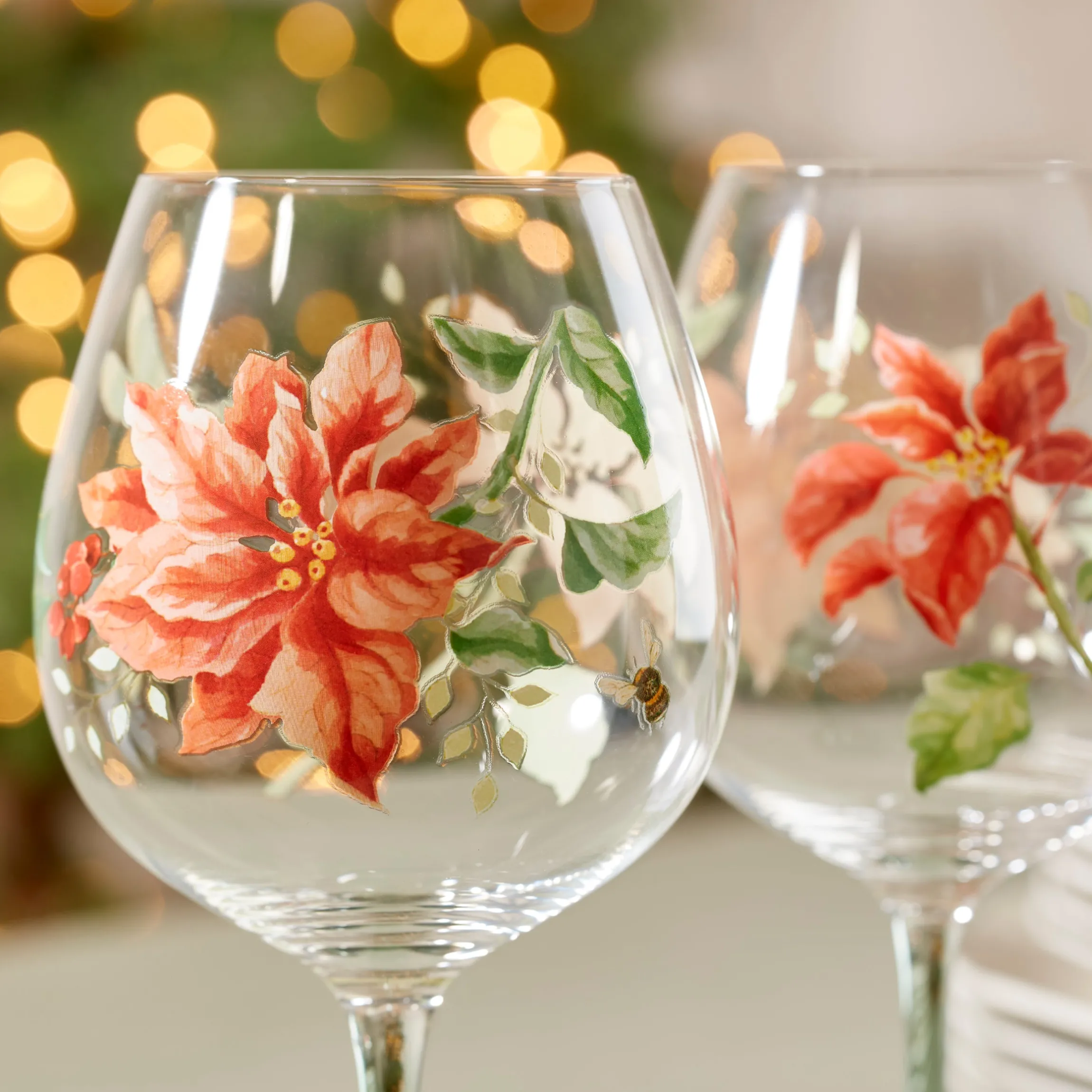 Butterfly Meadow Holiday Balloon Glasses, Set of 4