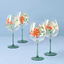 Butterfly Meadow Holiday Balloon Glasses, Set of 4
