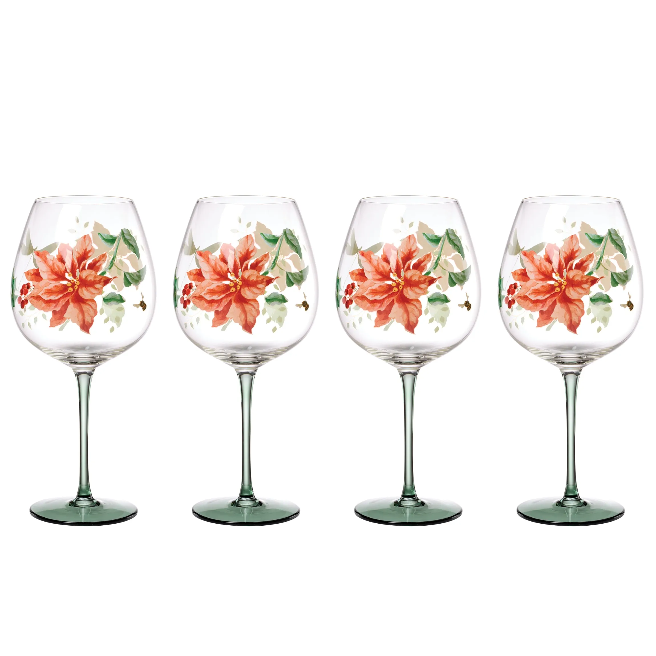 Butterfly Meadow Holiday Balloon Glasses, Set of 4