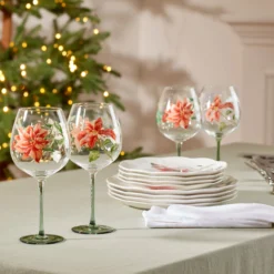 Butterfly Meadow Holiday Balloon Glasses, Set of 4