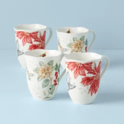 Butterfly Meadow Holiday Mugs, Set of 4