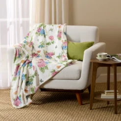 Butterfly Meadow Hydrangea Throw Blanket