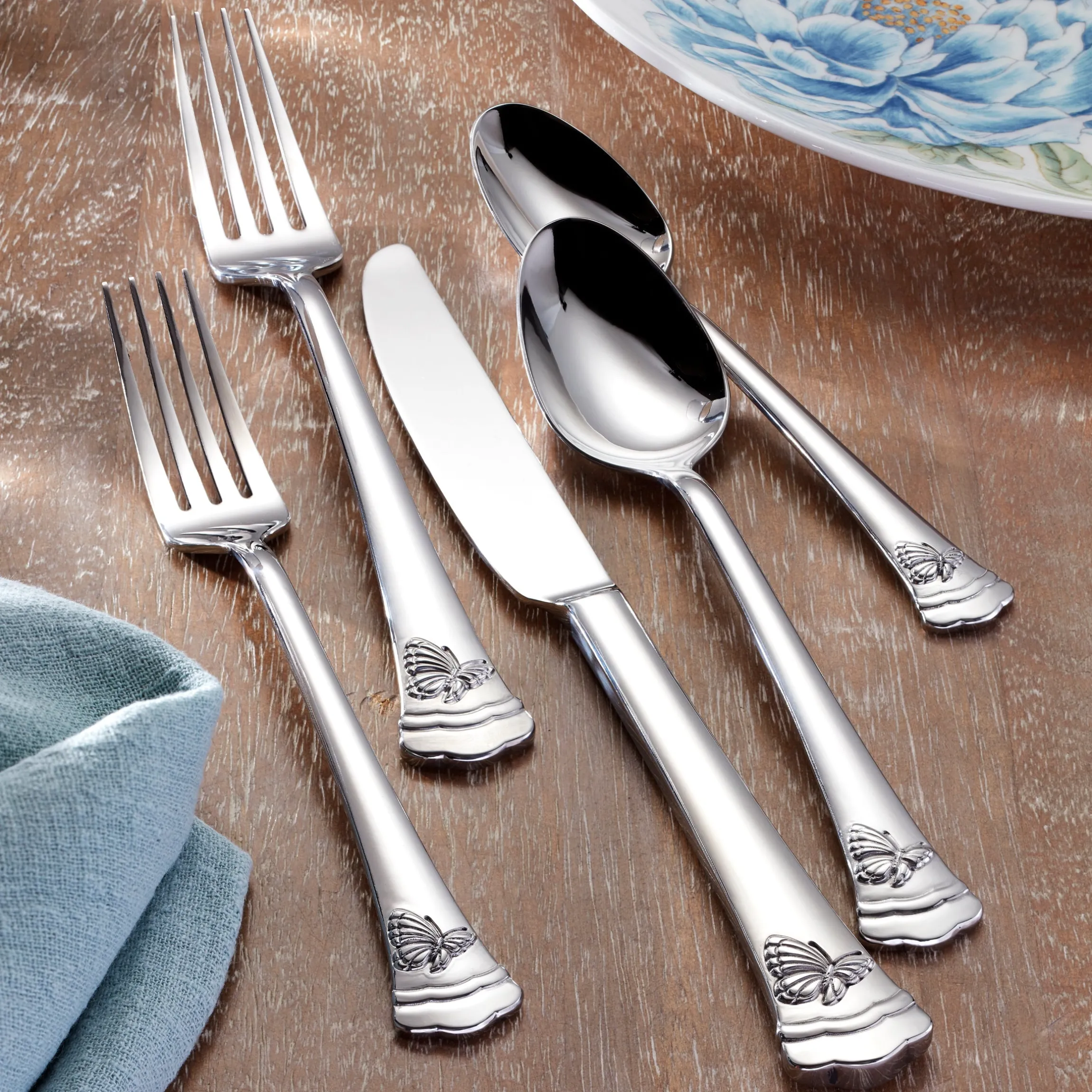Butterfly Meadow II 65-Piece Flatware Set