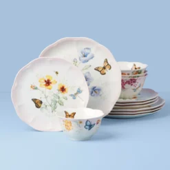 Butterfly Meadow Pink 12-Piece Dinnerware Set