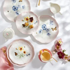 Butterfly Meadow Pink 12-Piece Dinnerware Set