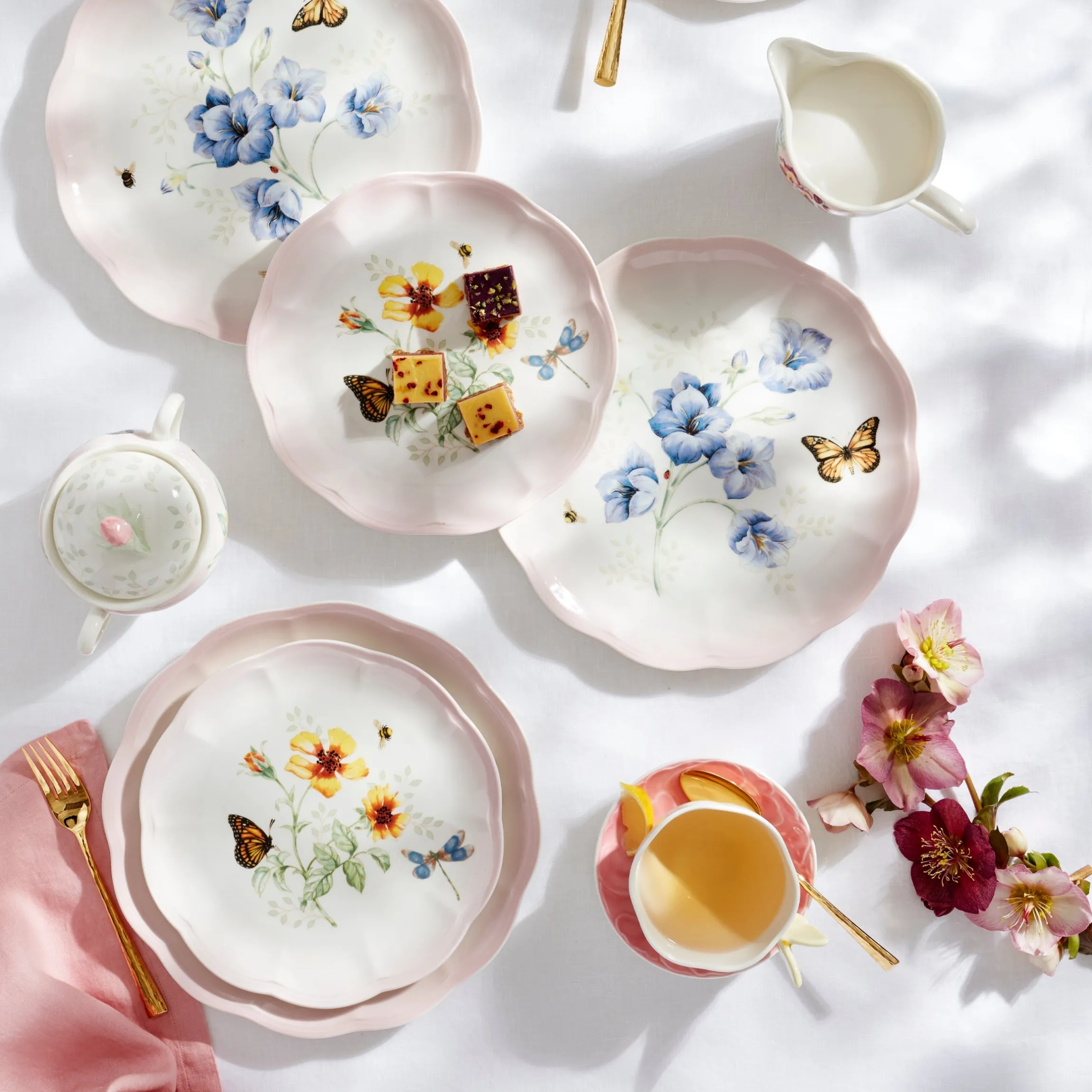 Butterfly Meadow Pink 12-Piece Dinnerware Set