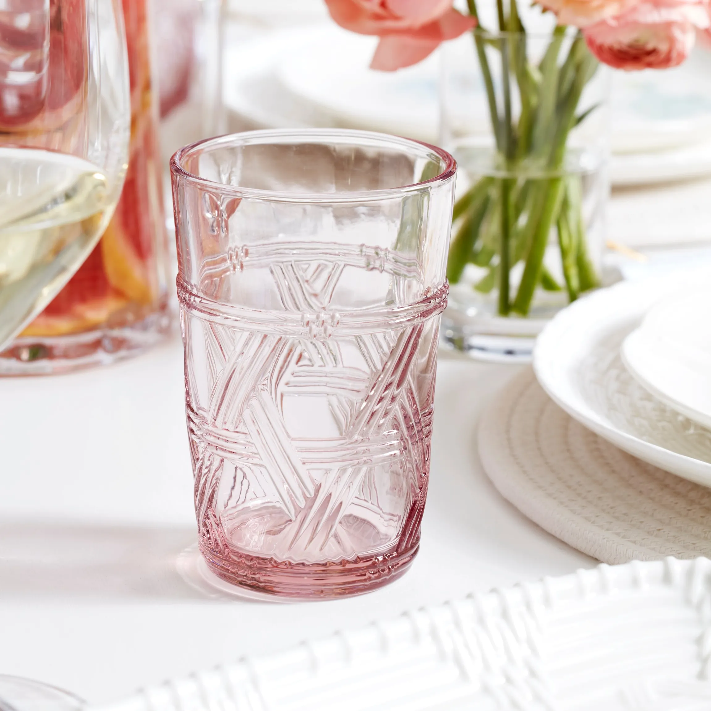 Butterfly Meadow Pink Tall Glasses, Set of 4