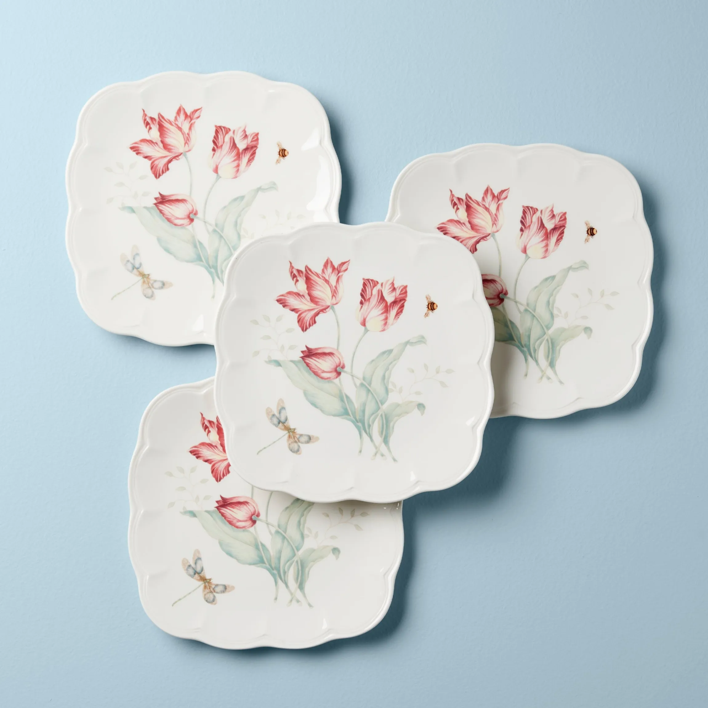 Butterfly Meadow Square Accent Plates, Set of 4