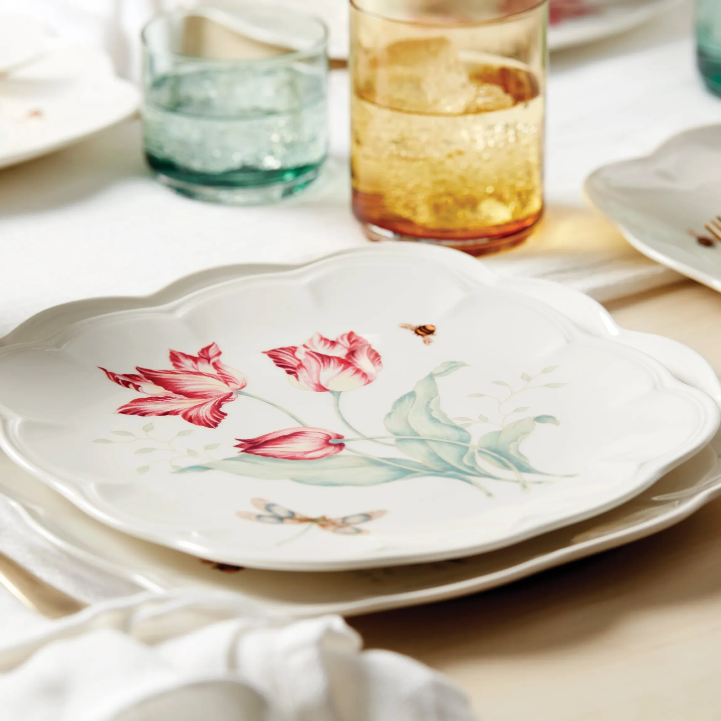 Butterfly Meadow Square Accent Plates, Set of 4