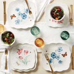 Butterfly Meadow Square Accent Plates, Set of 4