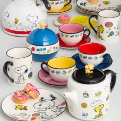 Chef Snoopy Tea Cup & Saucers, Set of 4