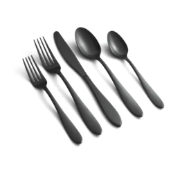 Delia Black Satin 20-Piece Flatware Set