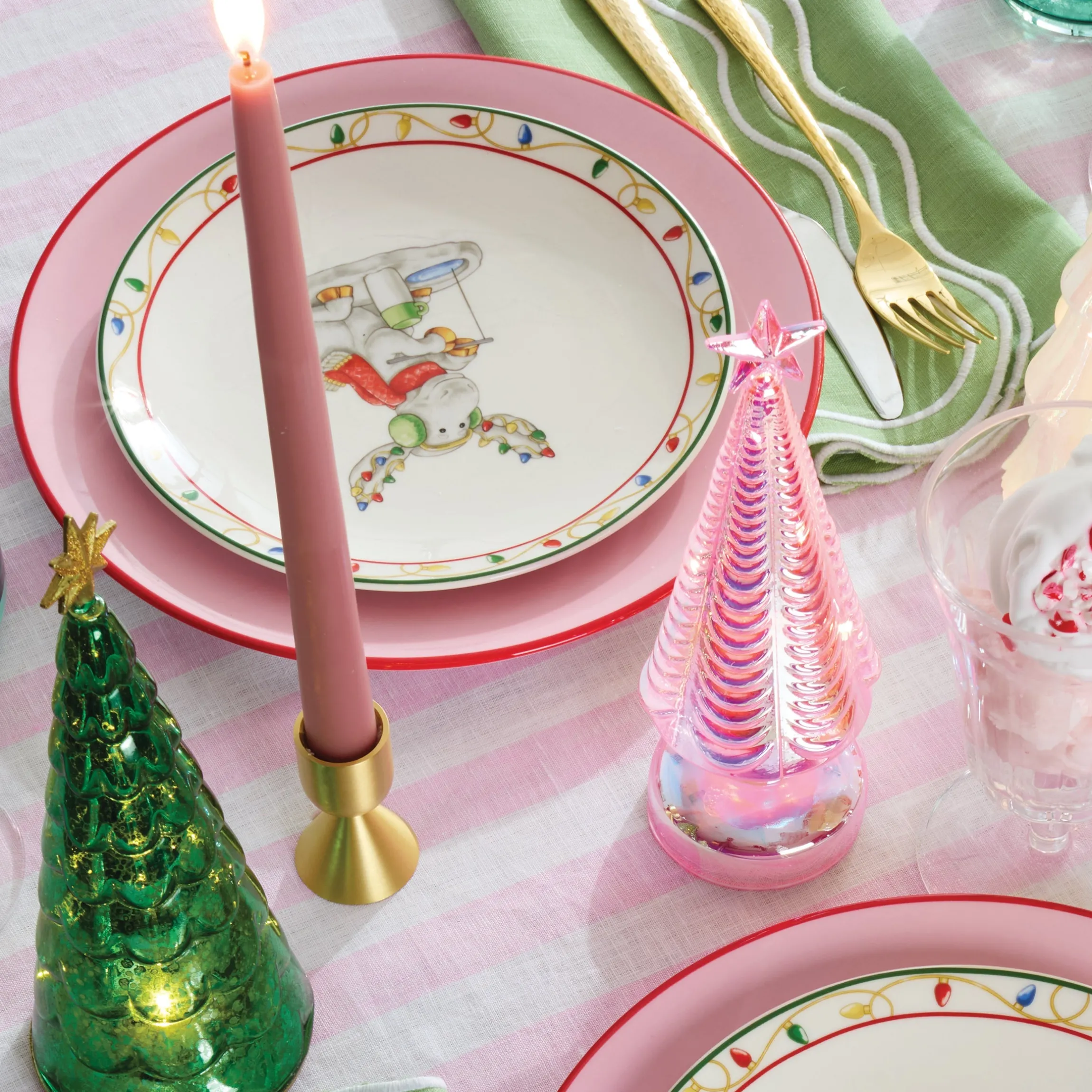 Dipped Rose 12" Taper Candle, Set of 2