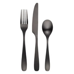 Eliana Black Satin 12-Piece Flatware Set