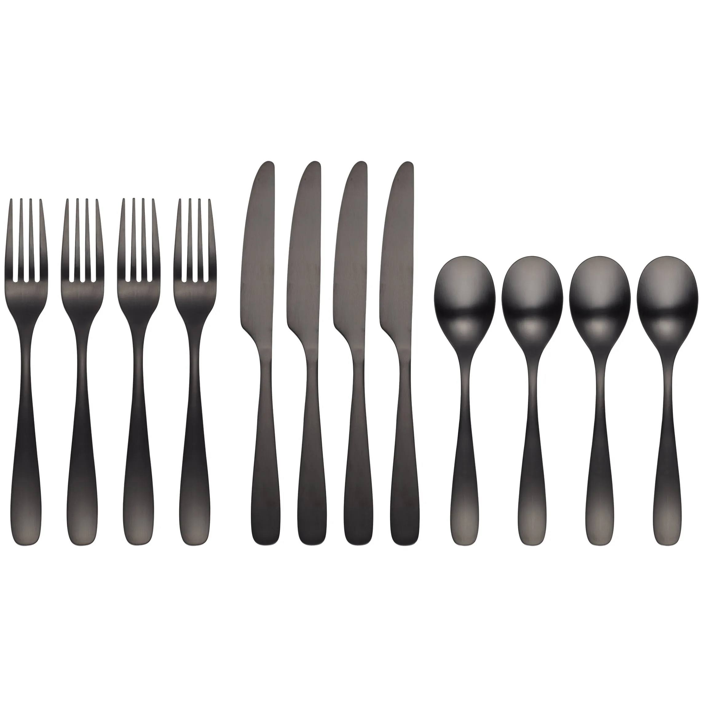 Eliana Black Satin 12-Piece Flatware Set