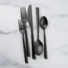 Emmy Black Satin 20-Piece Flatware Set