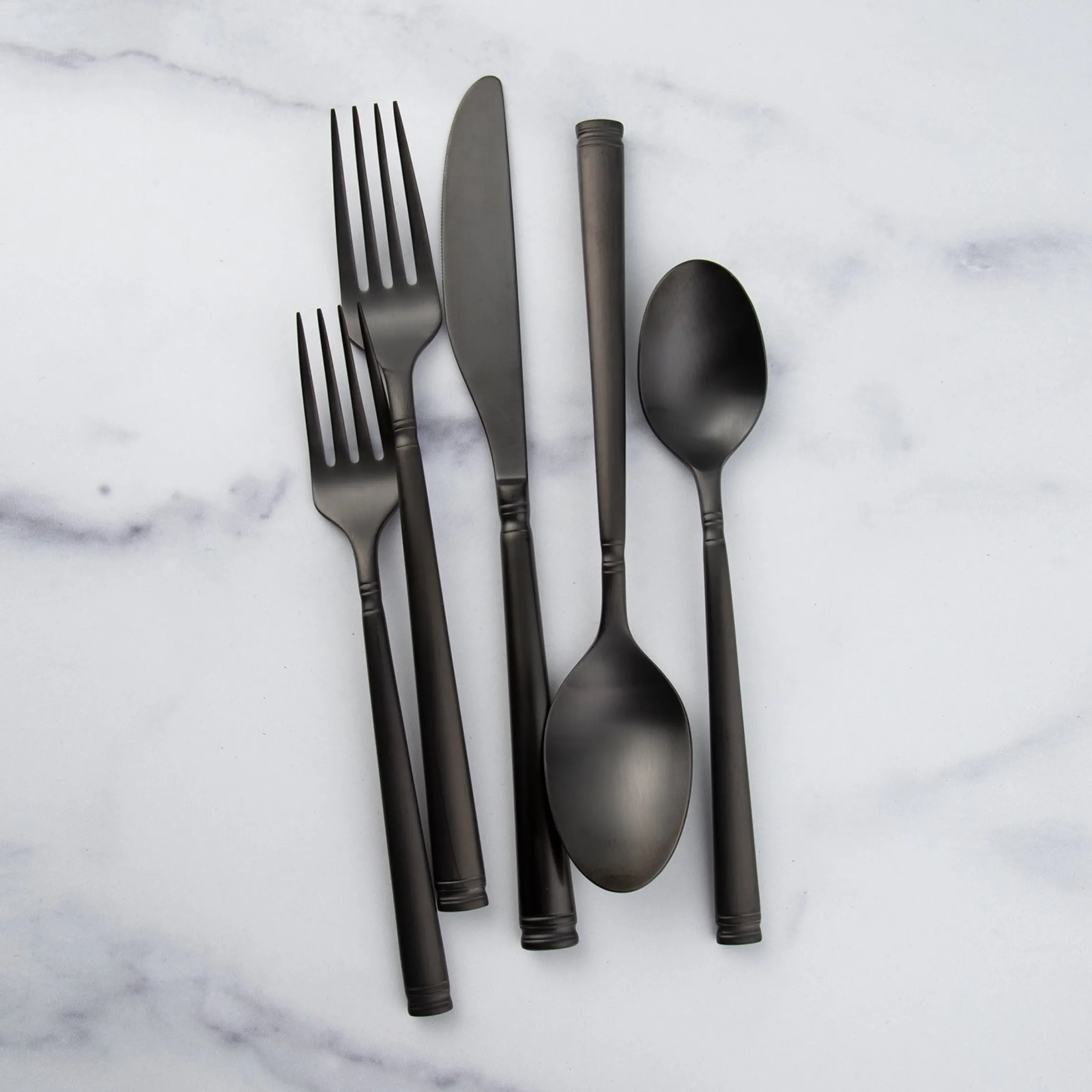 Emmy Black Satin 20-Piece Flatware Set