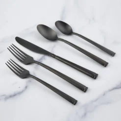 Emmy Black Satin 20-Piece Flatware Set