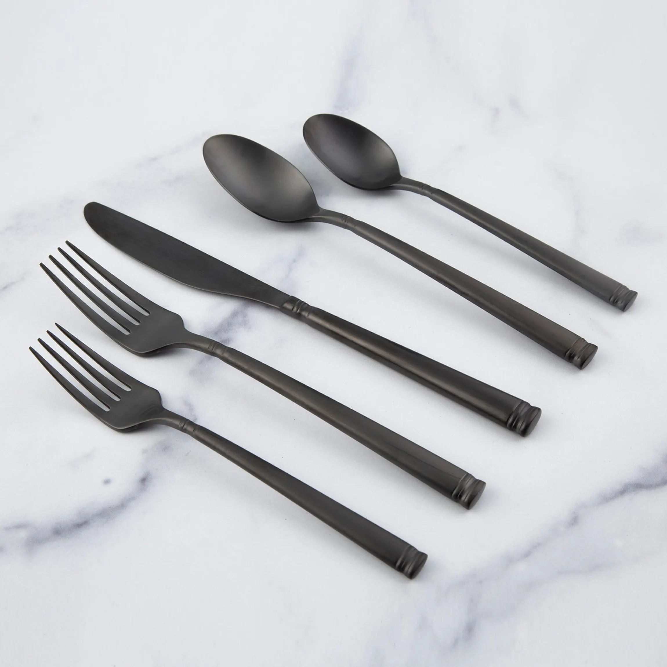 Emmy Black Satin 20-Piece Flatware Set