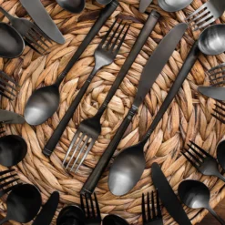 Emmy Black Satin 20-Piece Flatware Set