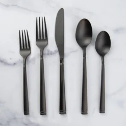Emmy Black Satin 20-Piece Flatware Set