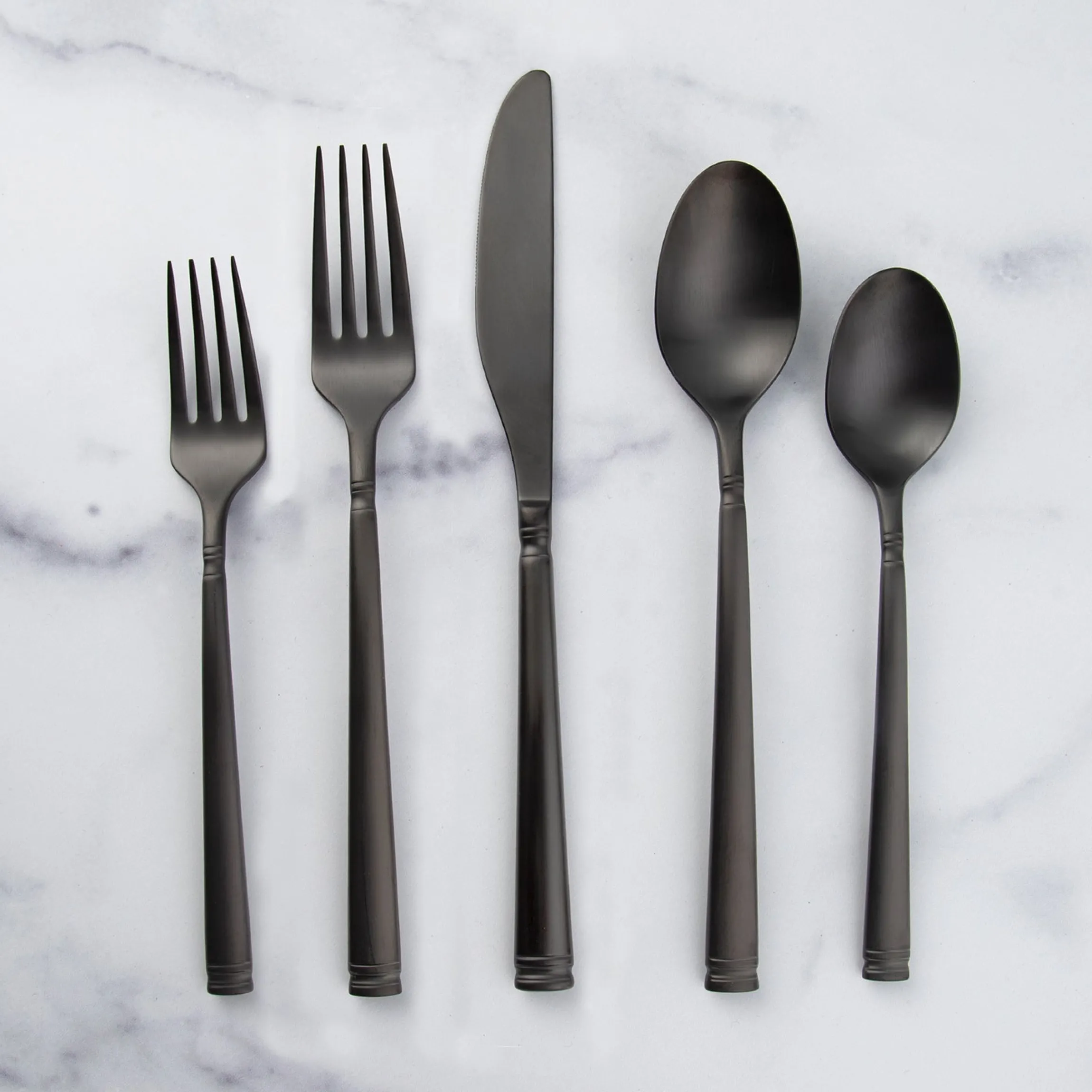 Emmy Black Satin 20-Piece Flatware Set
