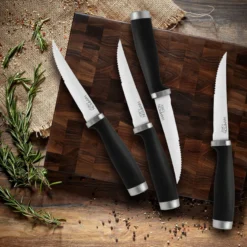 Epicure Black Steak Knives, Set of 4