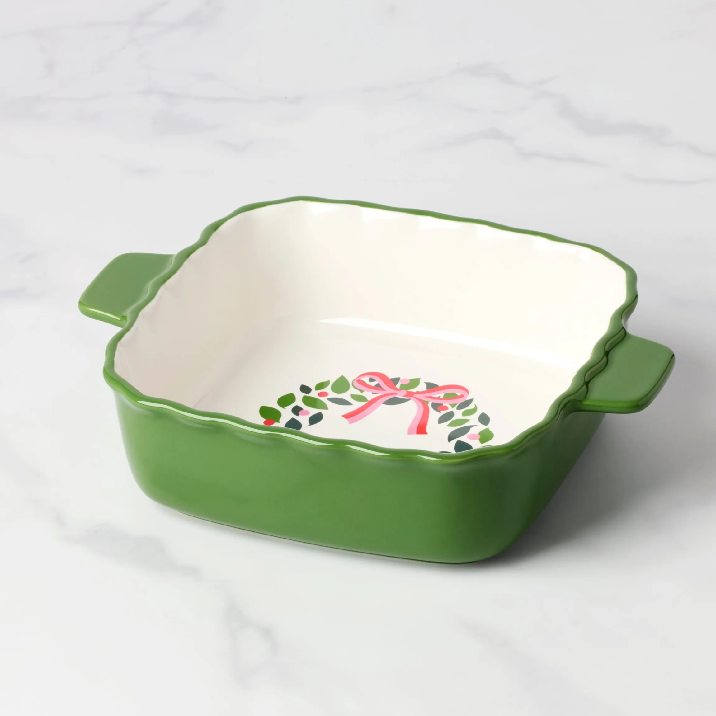 Evergreen Square Scallop Baking Dish