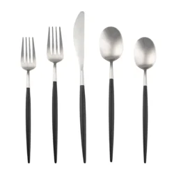 Evora Satin POM Black 20-Piece Flatware Set