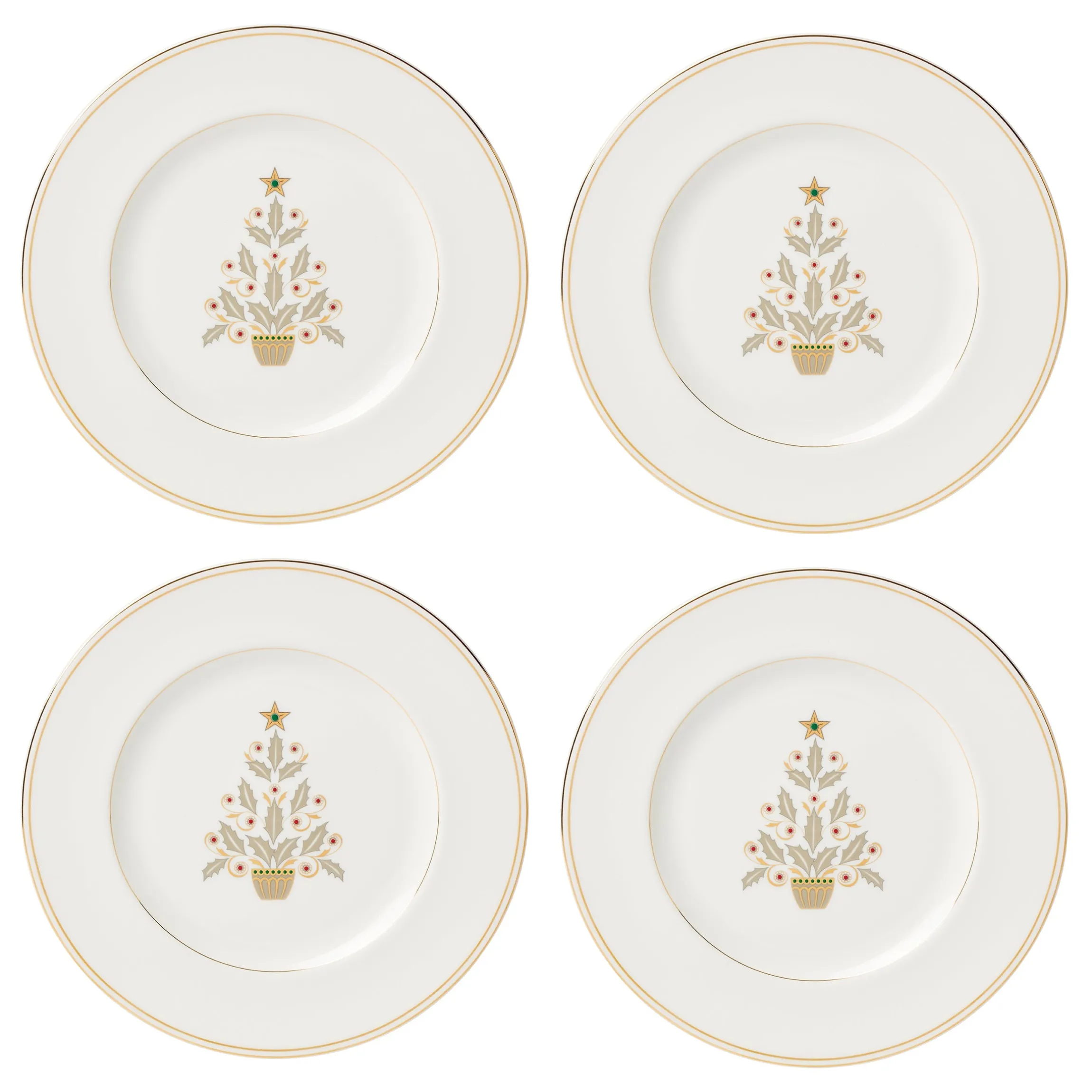 Federal Gold Tree Accent Plates, Set of 4