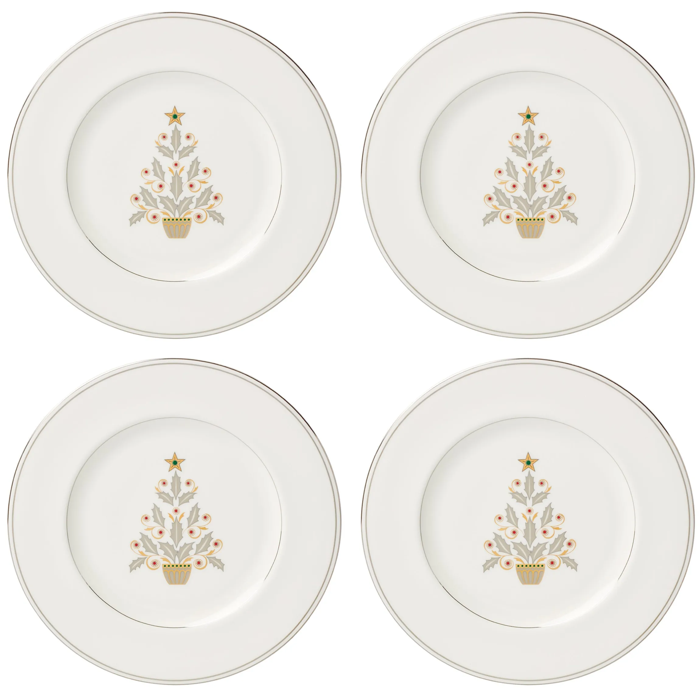 Federal Platinum Tree Accent Plates, Set of 4