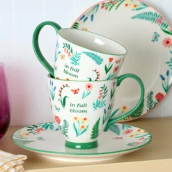 First Blooms Green Mugs, Set of 2