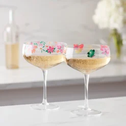 Floral Brights Coupe Glasses, Set of 2