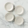 French Perle Groove White Dessert Plates, Set of 4