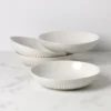 French Perle Groove White Dinner Bowls, Set of 4