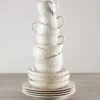 French Perle Groove White Latte Mugs, Set of 2