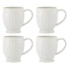 French Perle Groove White Mugs, Set of 4