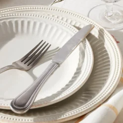 French Perle Groove White 18-Piece Dinnerware Set