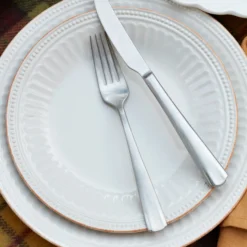French Perle Groove White 24-Piece Dinnerware Set