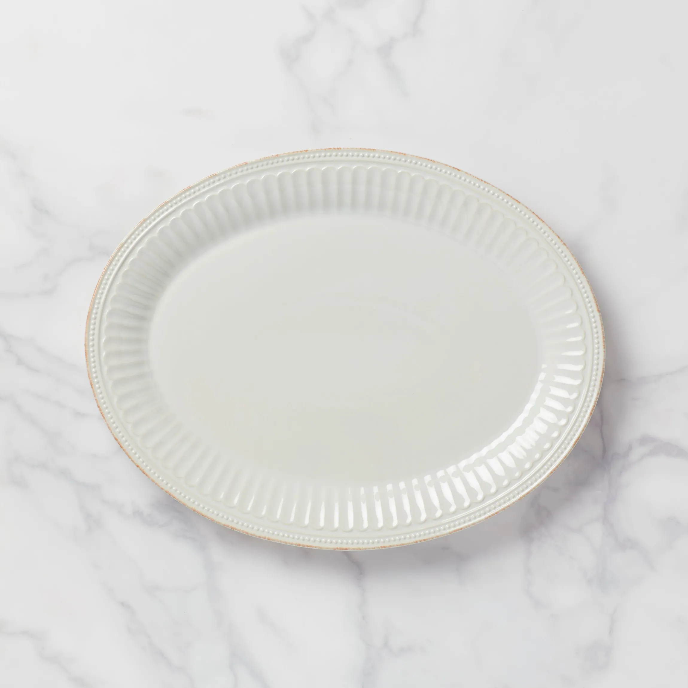 French Perle Groove White Platter