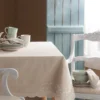 French Perle Linen Embroidered 52x70 Tablecloth