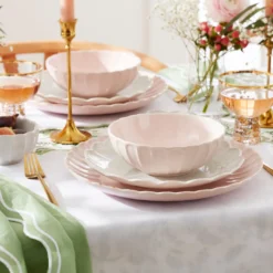 French Perle Scallop Blush 12-Piece Dinnerware Set